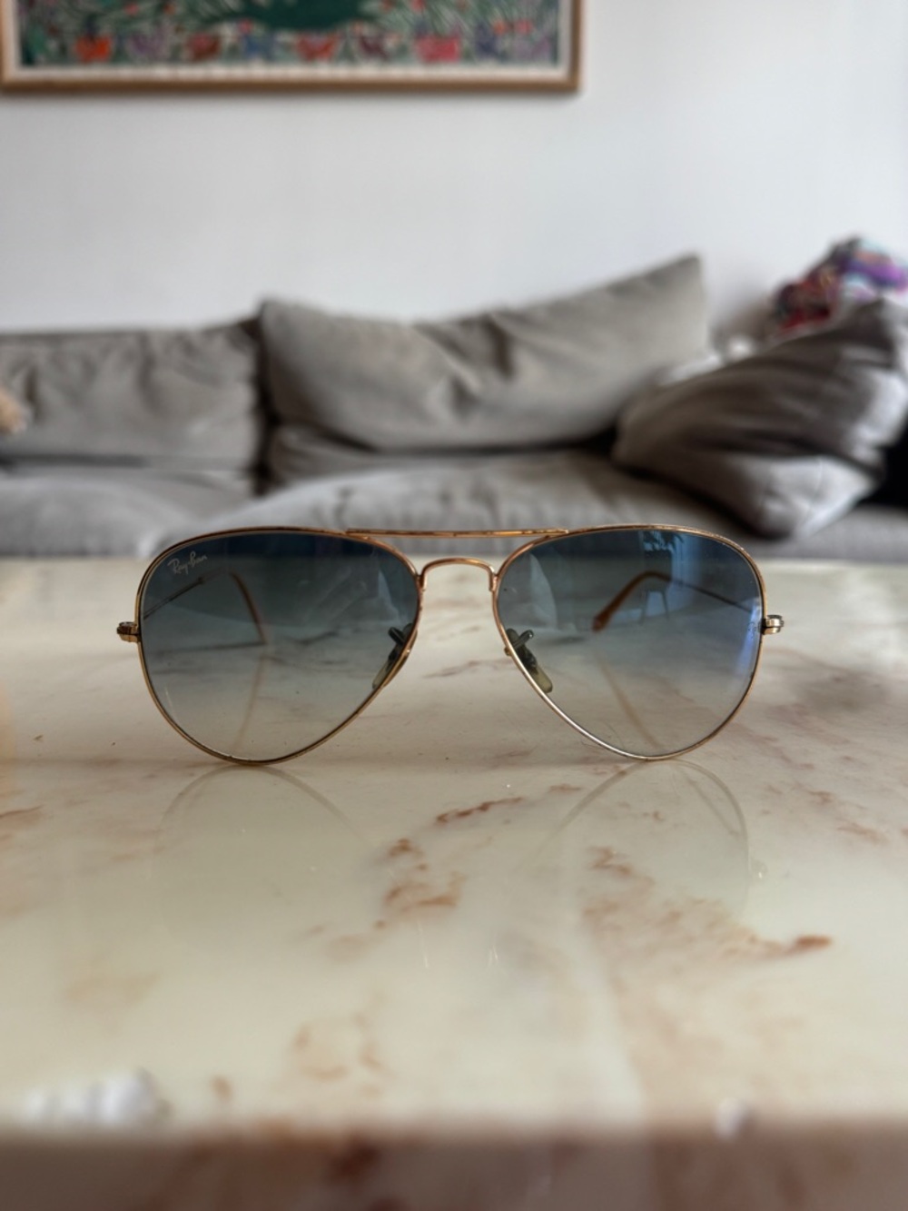 Ray-Ban Aviator Sunglasses - Gold Frame with Blue Gradient Lenses